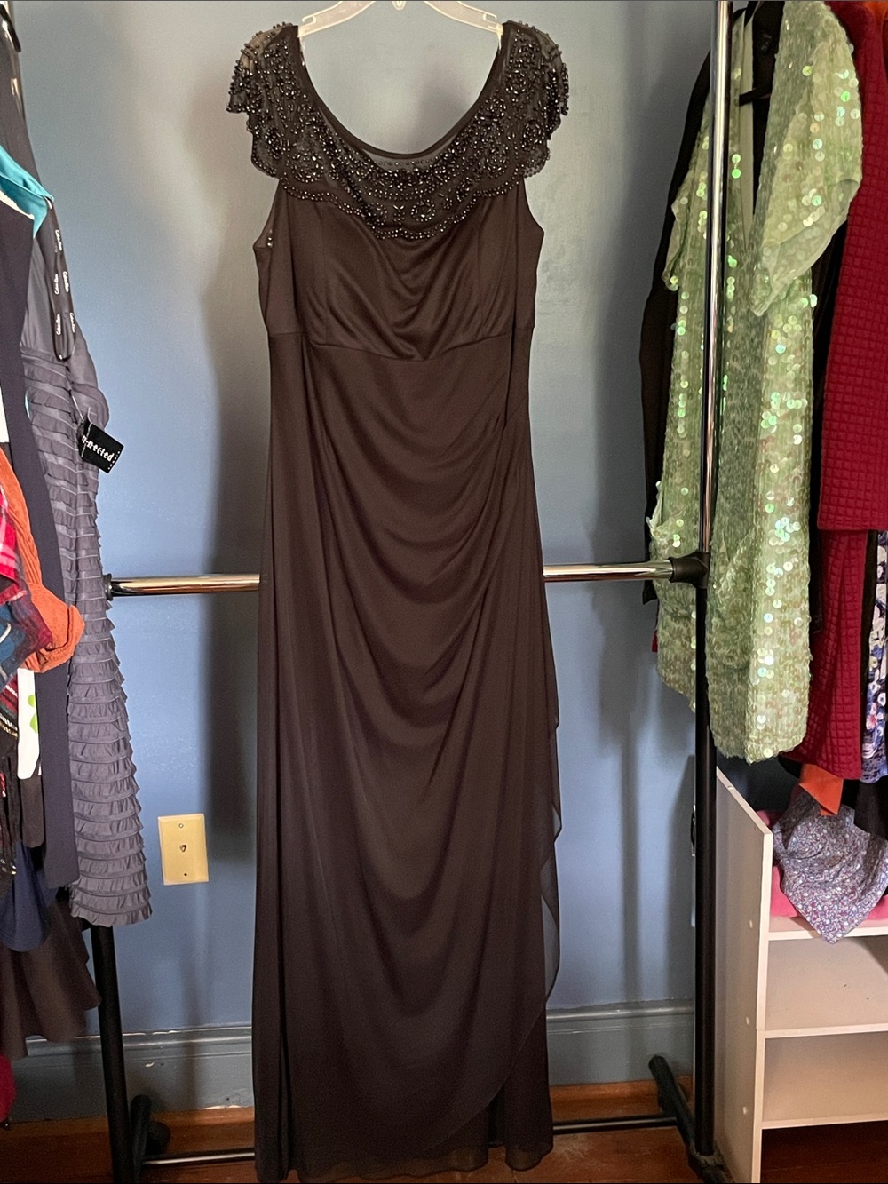 MSK Black Beaded Cowl-Neck Maxi Dress